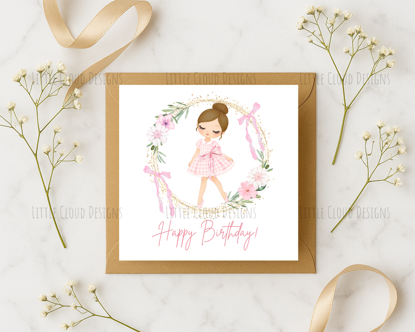 Personalised Ballerina Birthday Card for Girls | Little Cloud Designs