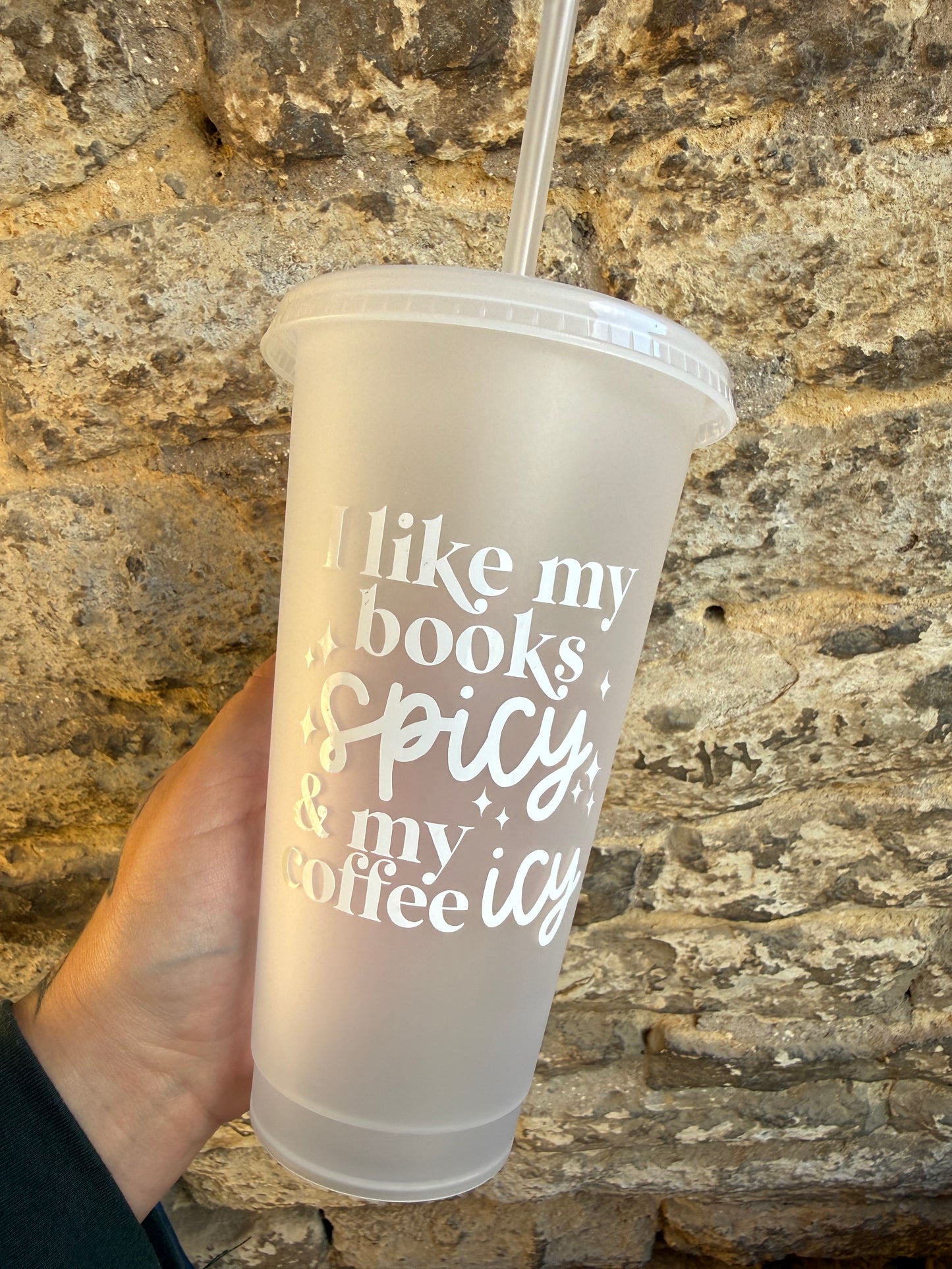 Book Lover Cold Cup 12oz - "Spicy Books Iced Coffee" Tumbler | Little Cloud Designs