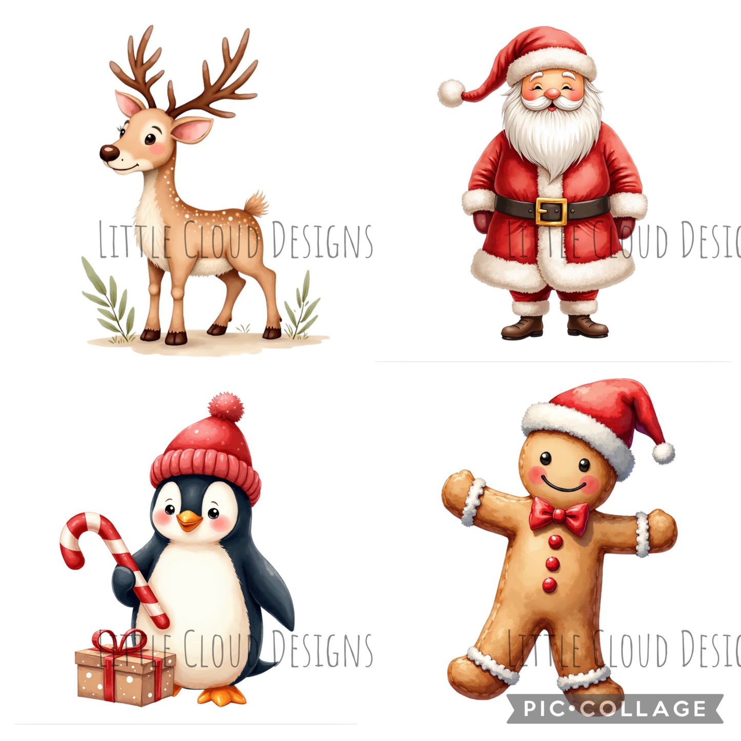 Personalised Christmas Mug - Custom Name Penguin Santa Reindeer Gingerbread | Little Cloud Designs