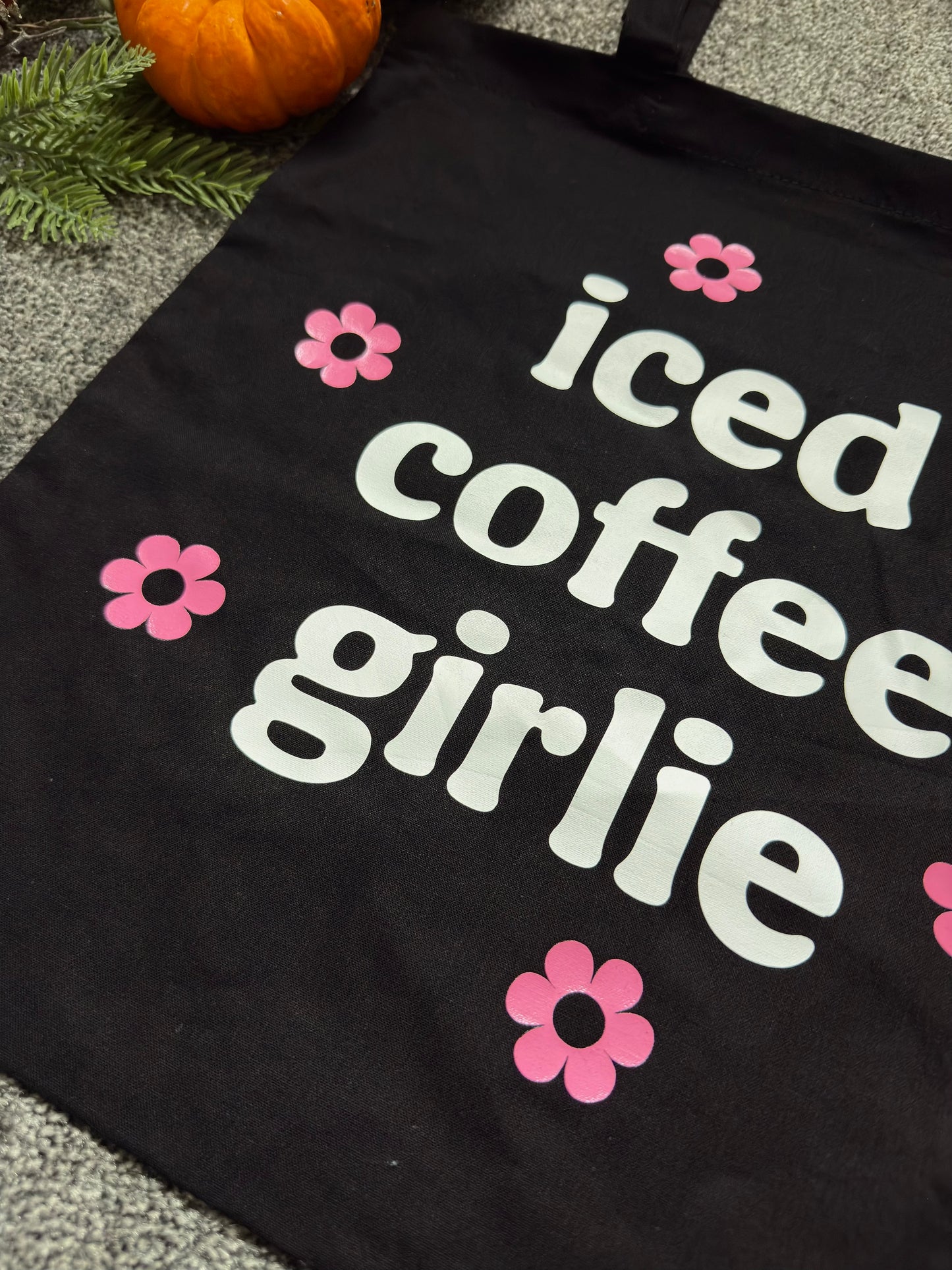 Iced Coffee Tote Bag - "Iced Coffee Girlie" Canvas Shopper 10L | Little Cloud Designs