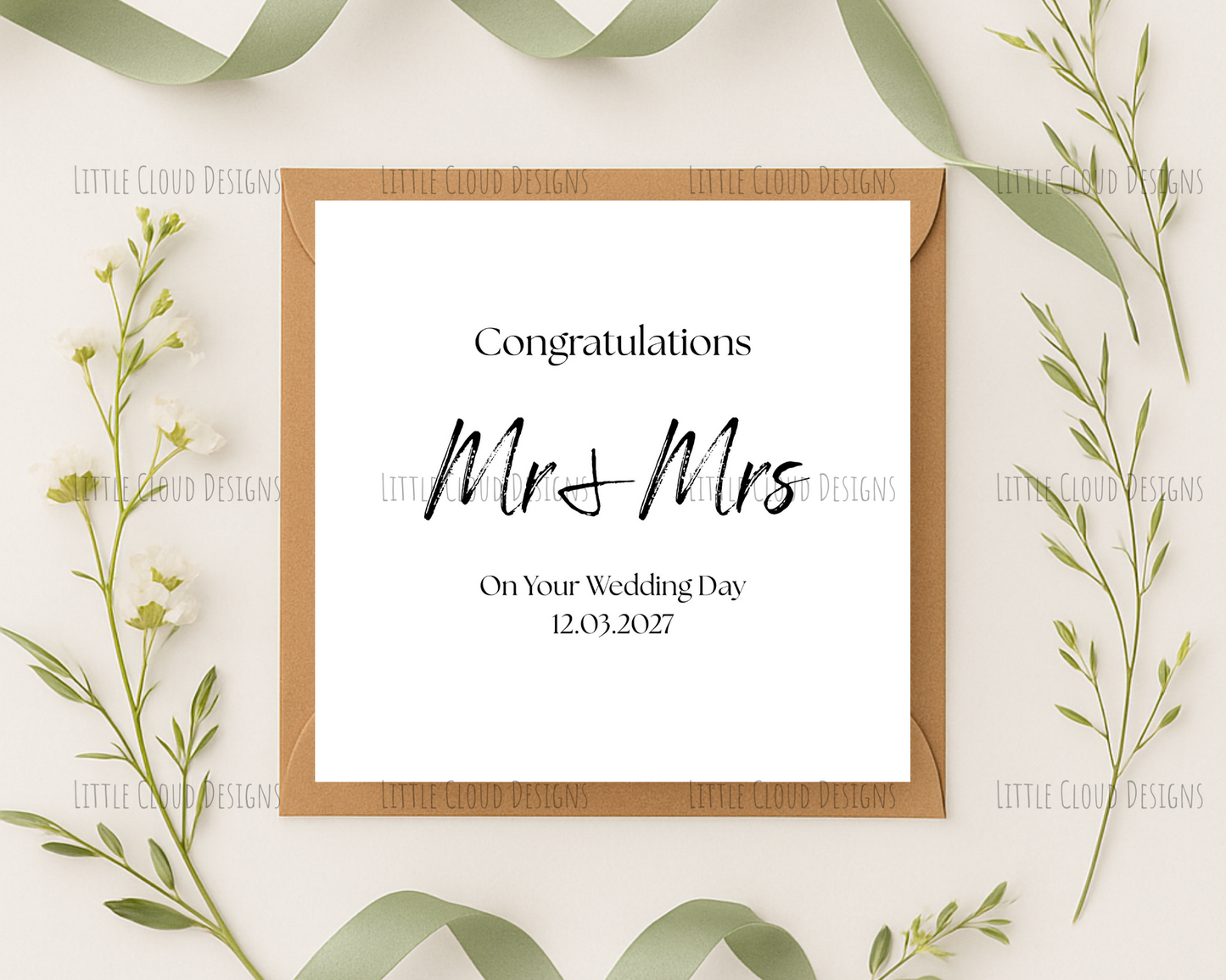 Mr & Mrs wedding card | Little Cloud Designs