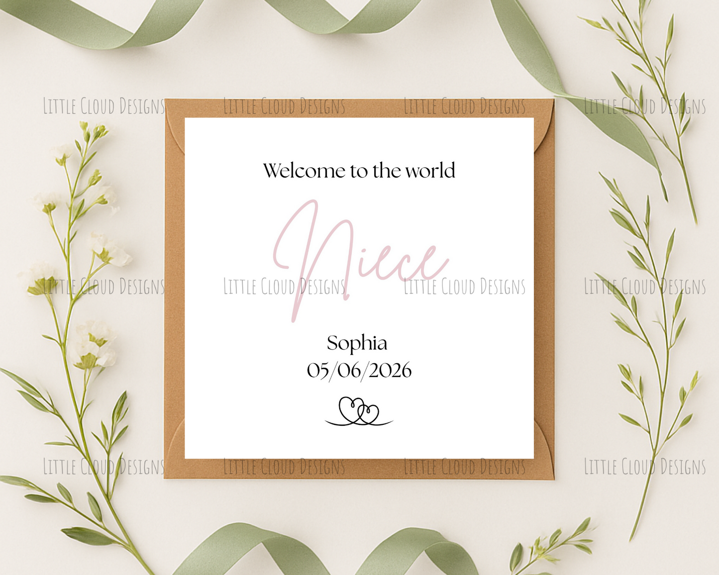 Birth announcement card | Little Cloud Designs