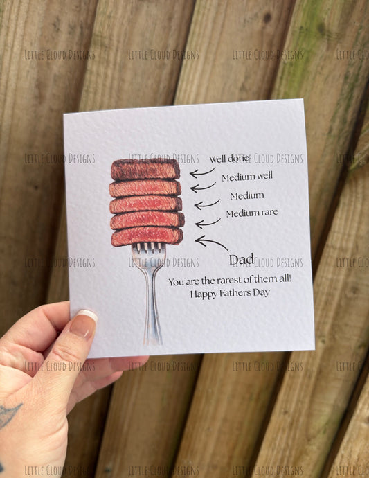 Fathers day card, Steak fathers day card | Little Cloud Designs