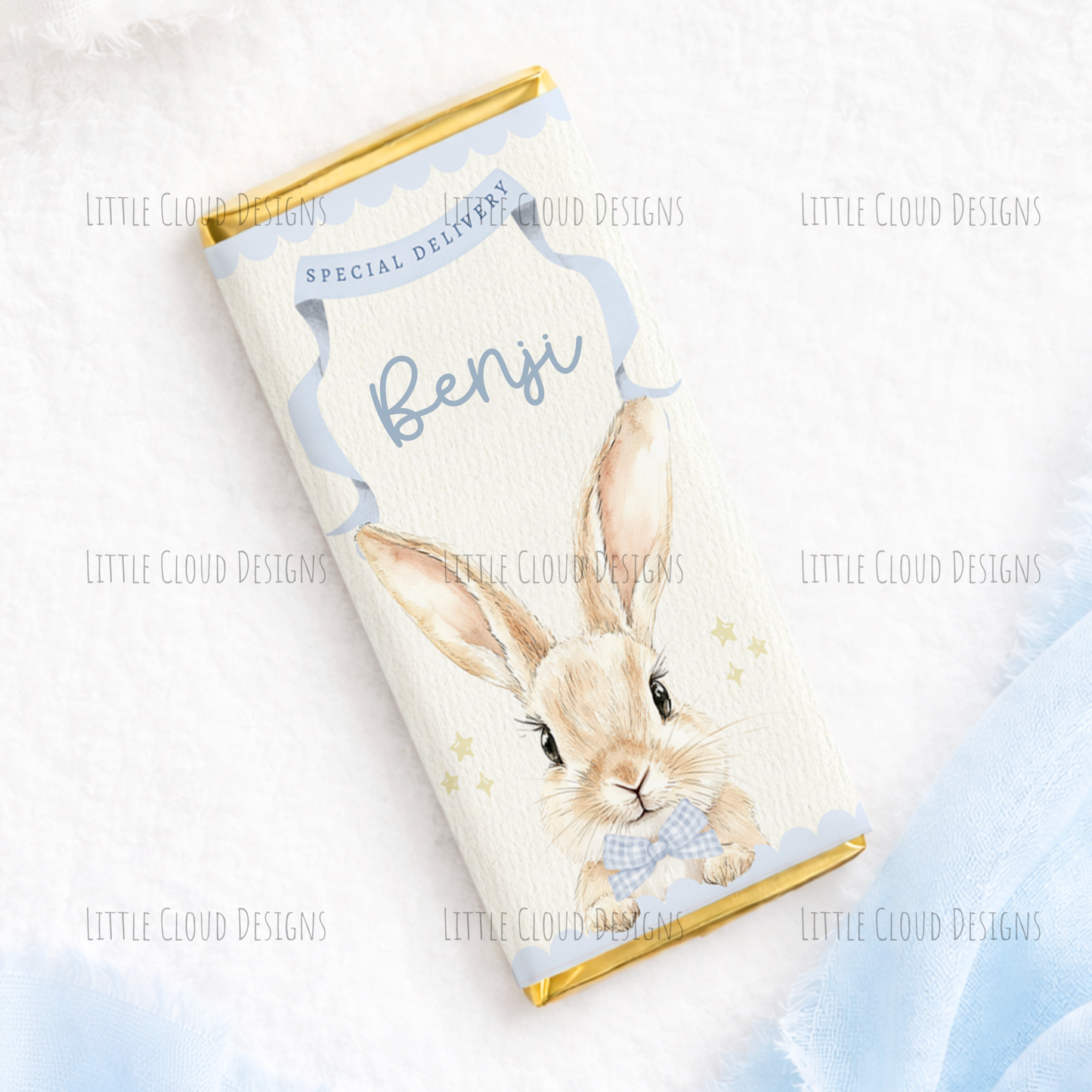 Easter Chocolate Bar Wrap & Stickers - Bunny Design Gift Set | Little Cloud Designs