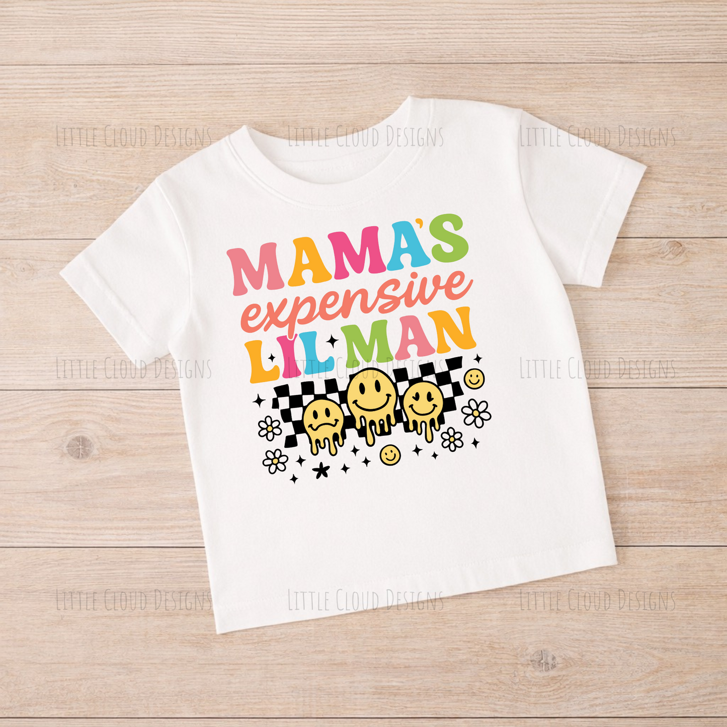Boys Retro T-Shirt - "Mama's Expensive Little Man" Print | Little Cloud Designs
