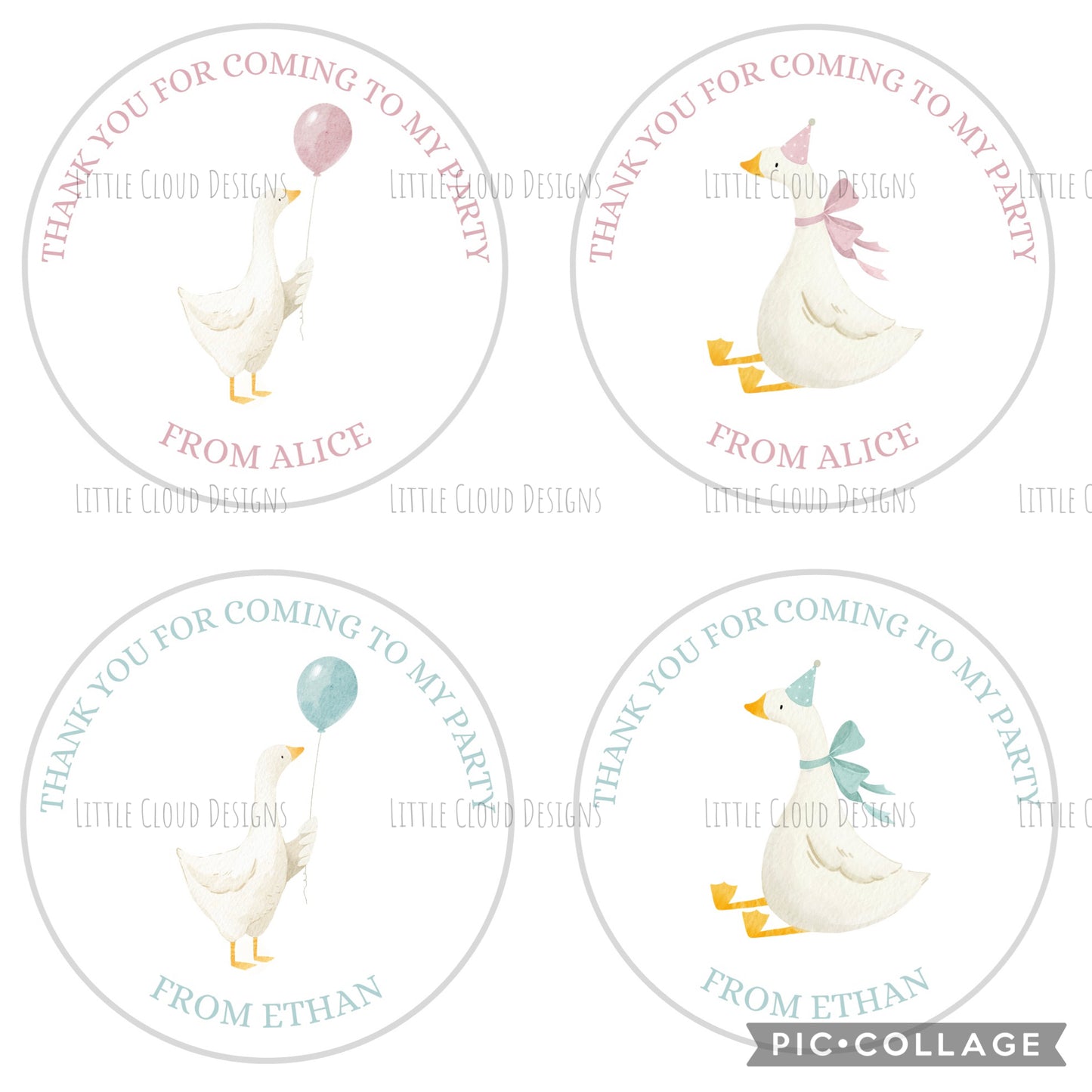 Goose birthday stickers | Little Cloud Designs