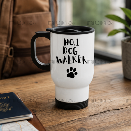 TESTER | Dog Walker Printed Travel Mug | Little Cloud Designs