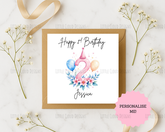 Personalised Number Birthday Card for Kids | Little Cloud Designs