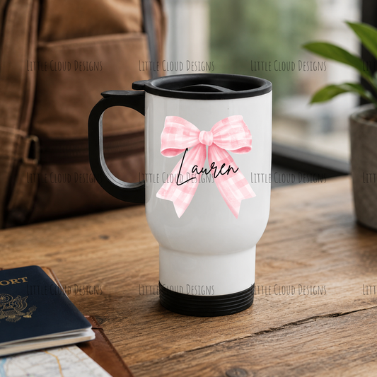 TESTER | Bow printed Travel mug | Little Cloud Designs