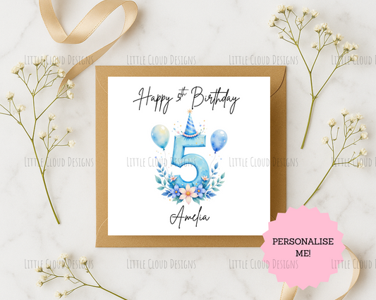 Personalised Number Birthday Card – Milestone Age | Little Cloud Designs