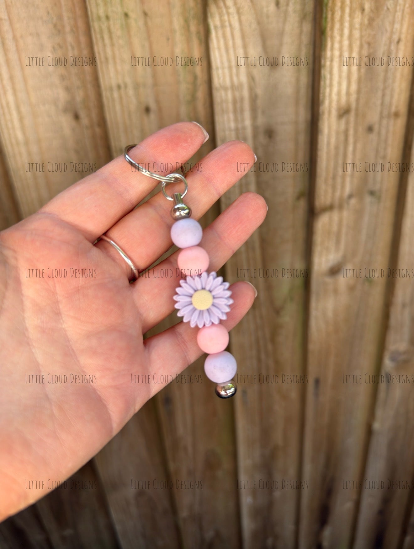 Flower beaded keyring | Little Cloud Designs