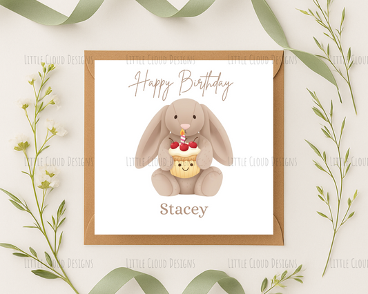 Bunny birthday card, inspired birthday card | Little Cloud Designs