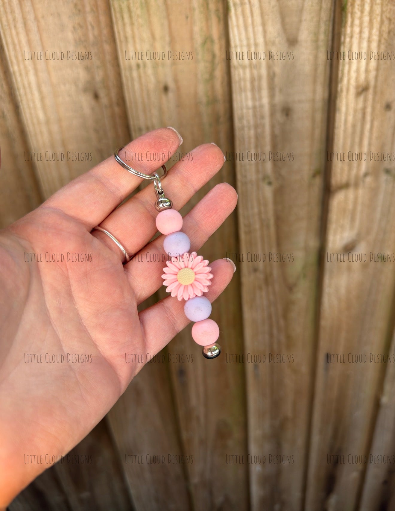 Flower beaded keyring | Little Cloud Designs