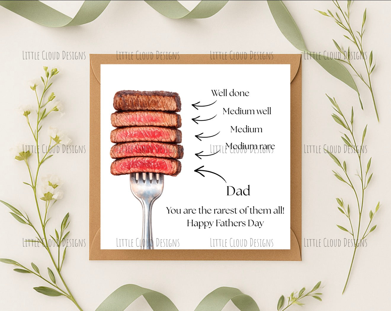Fathers day card, Steak fathers day card | Little Cloud Designs