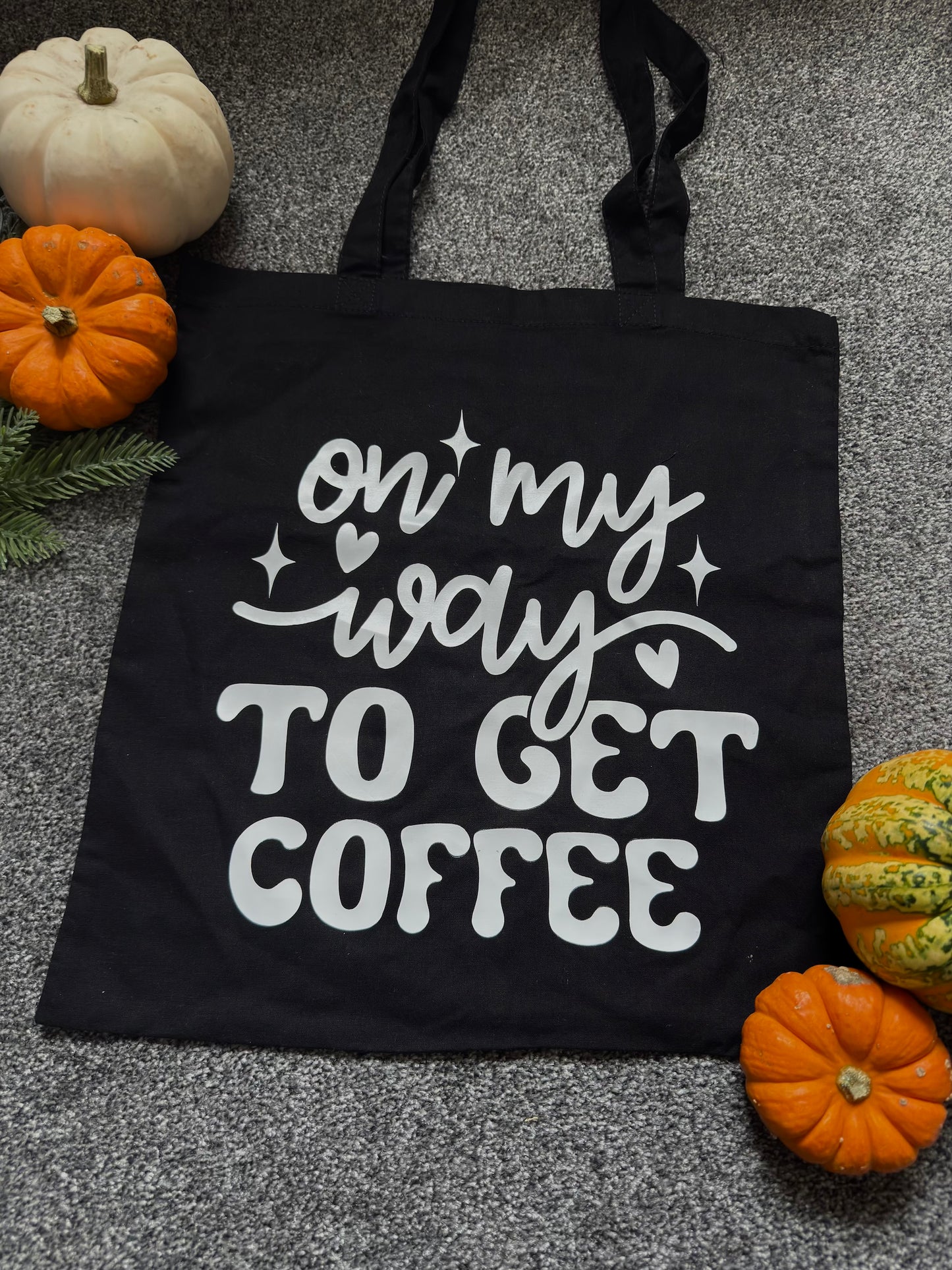 Coffee Tote Bag - "On My Way to Get Coffee" Canvas Shopper 10L | Little Cloud Designs