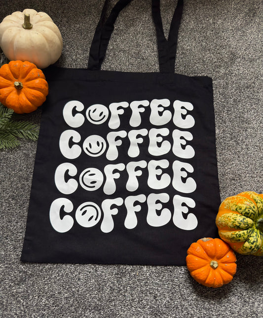 Coffee Lover Tote Bag - Repeat Print Canvas Shopper 10L | Little Cloud Designs