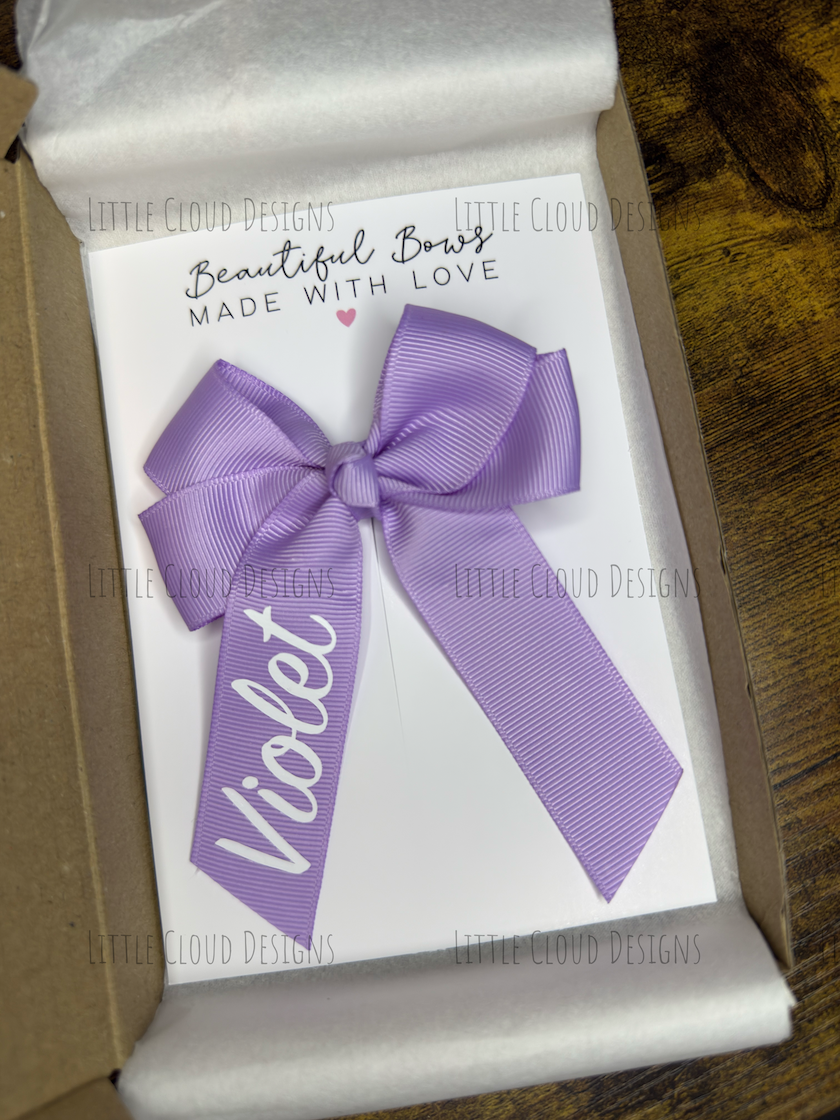 Personalised Hair Bow for Girls | 4" Grosgrain Ribbon Bow | Little Cloud Designs