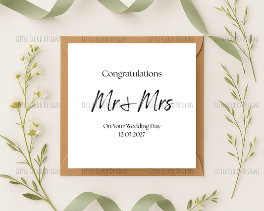 Mr & Mrs wedding card | Little Cloud Designs