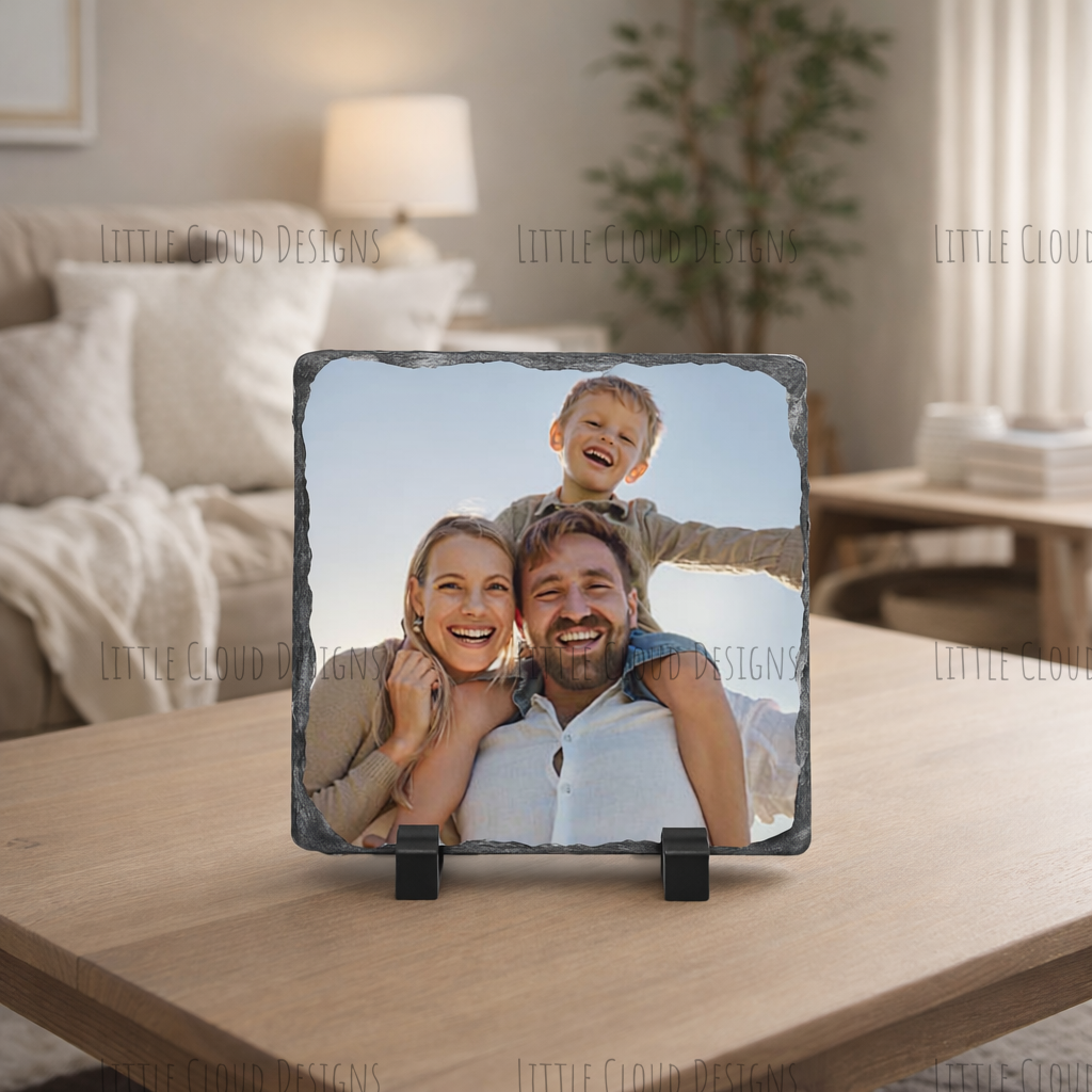 Personalised Photo Slate 20x20cm | Glossy Finish Memory Keepsake | Little Cloud Designs
