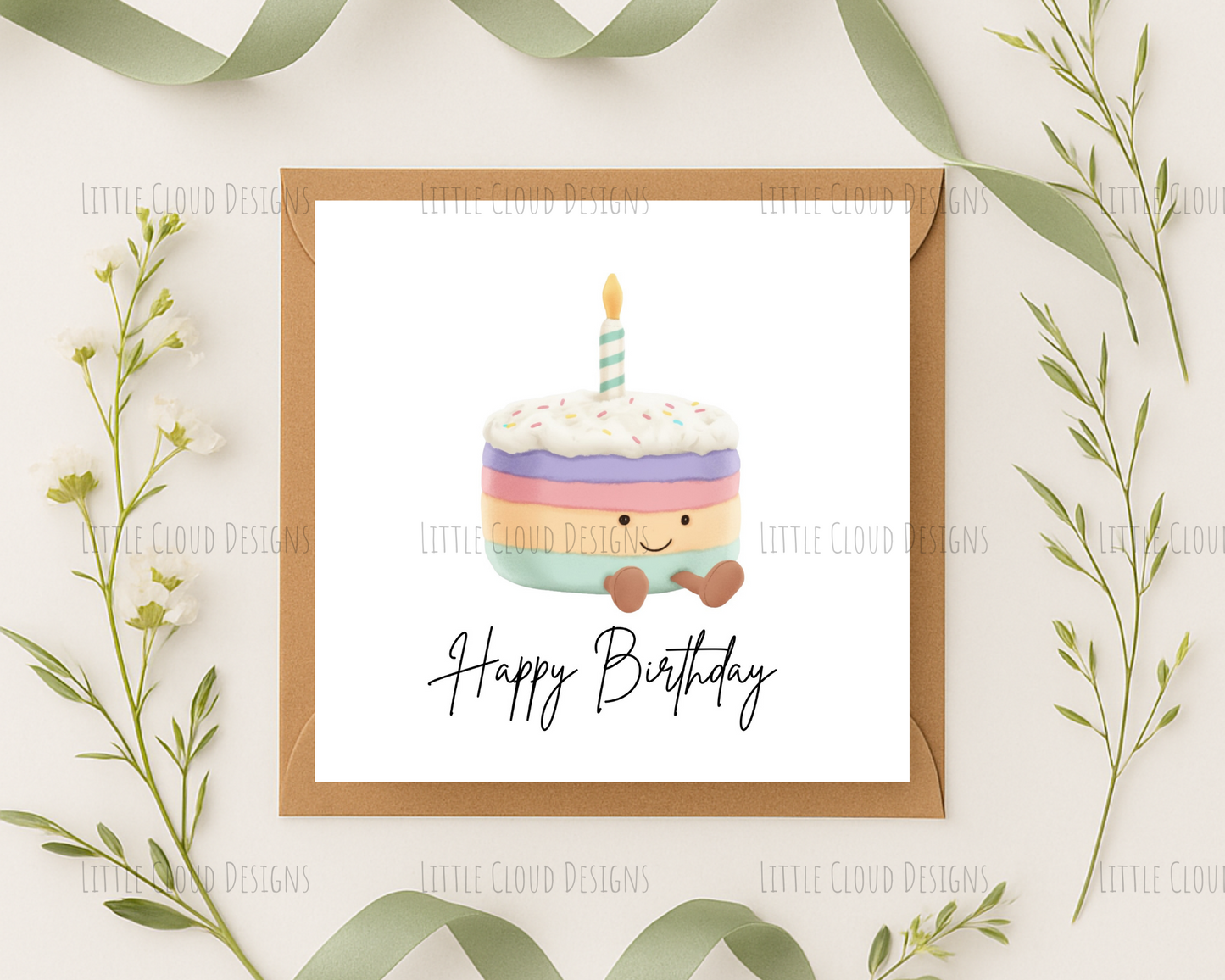 Cake inspired birthday card | Little Cloud Designs