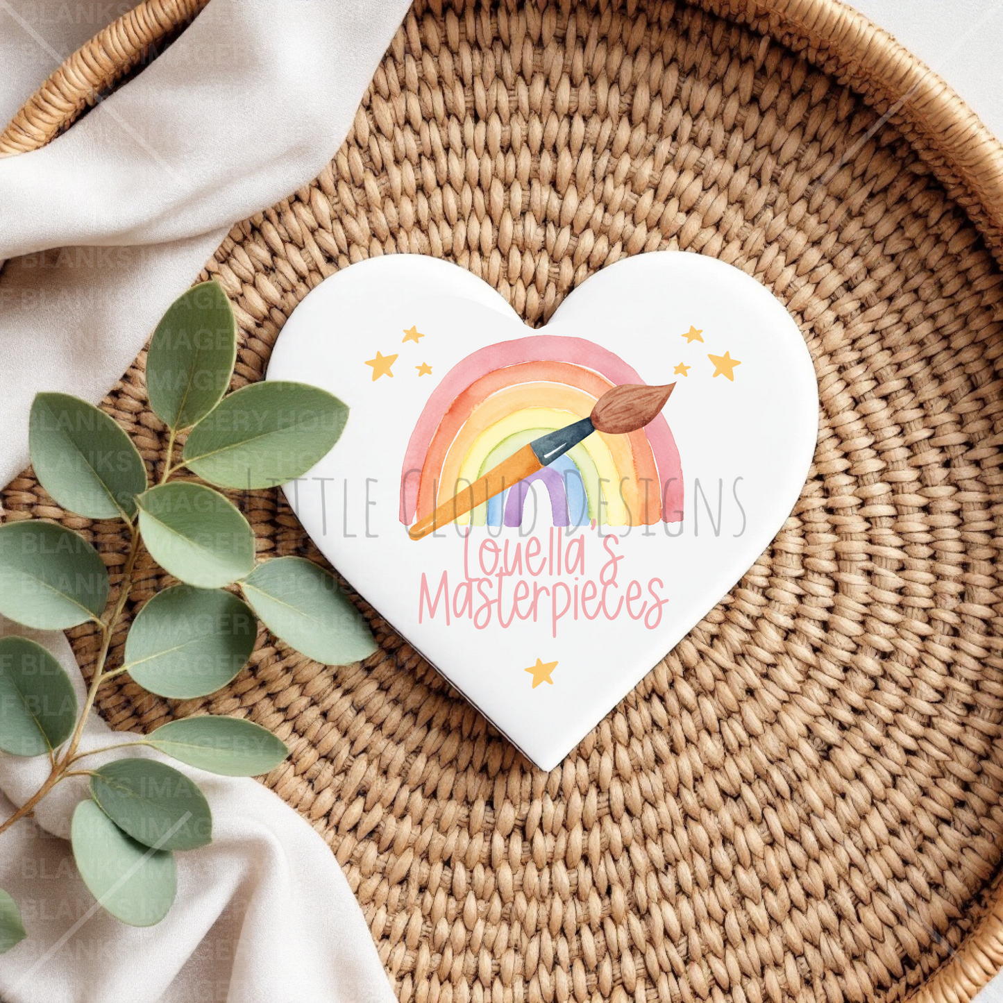 Personalised Rainbow Heart Fridge Magnet - Custom Name Kitchen Decor | Little Cloud Designs